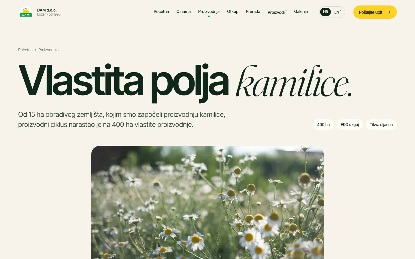 DAM d.o.o., proizvodnja