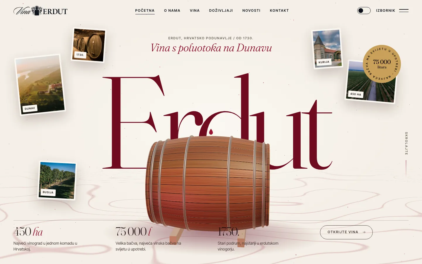Erdutski vinogradi, web na računalu