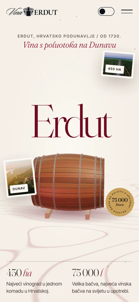 Erdutski vinogradi, web na mobitelu