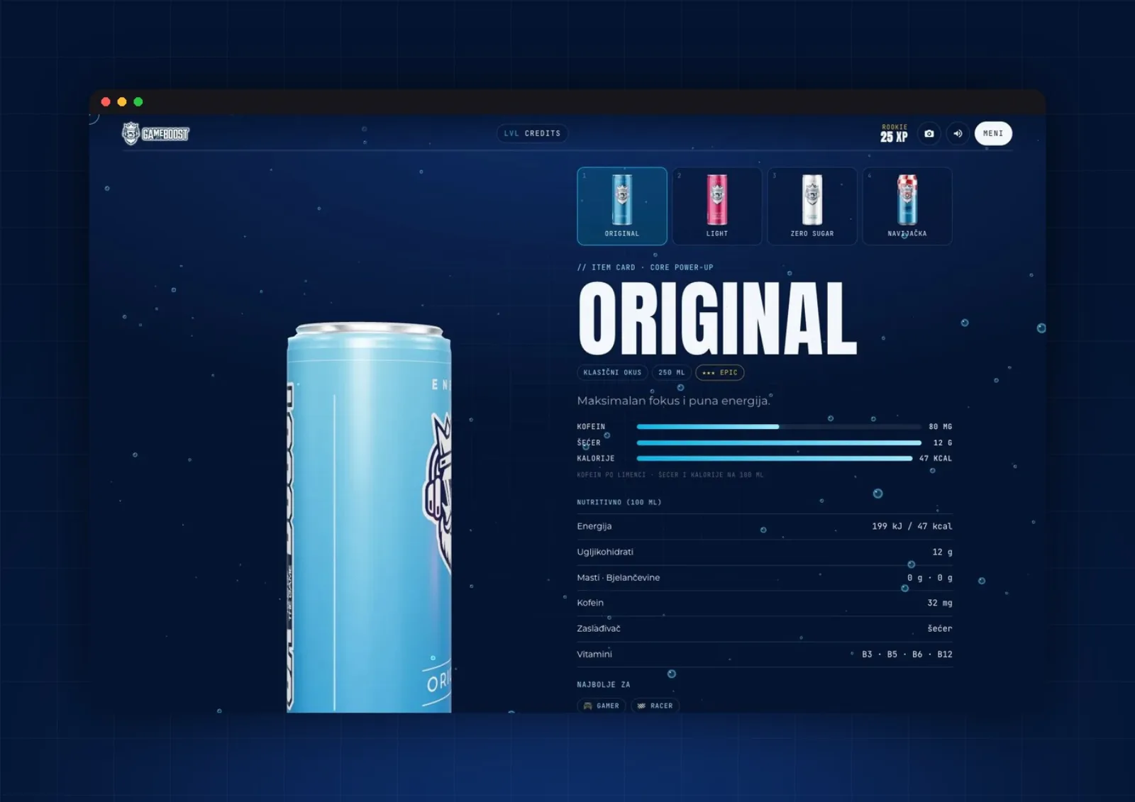 GameBoost Energy, web koji se igra