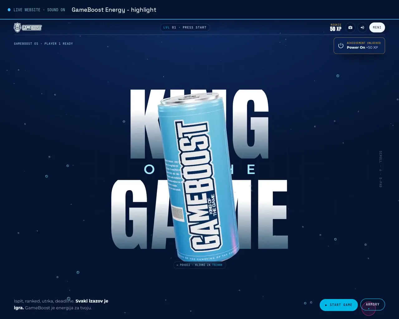 GameBoost Energy, web koji se igra