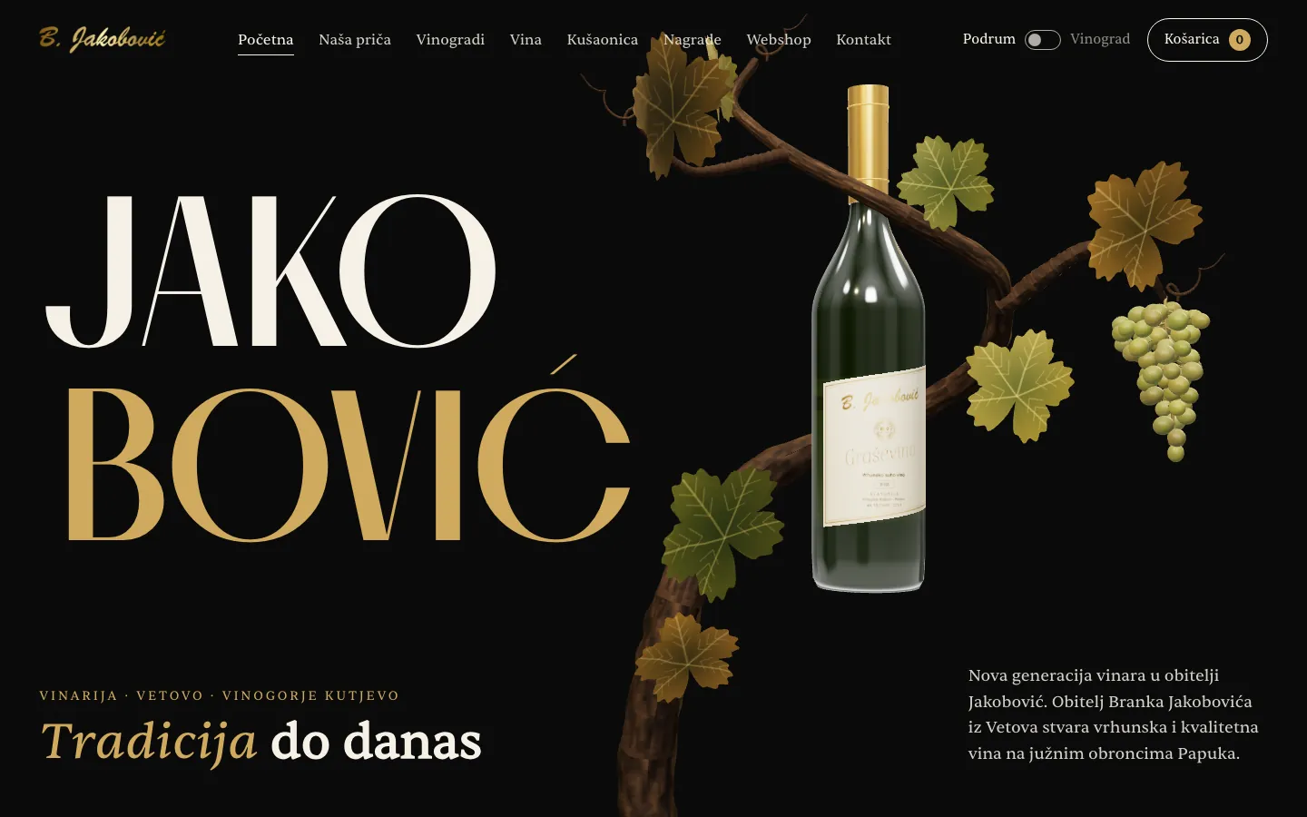 Vinarija Jakobović, web na računalu