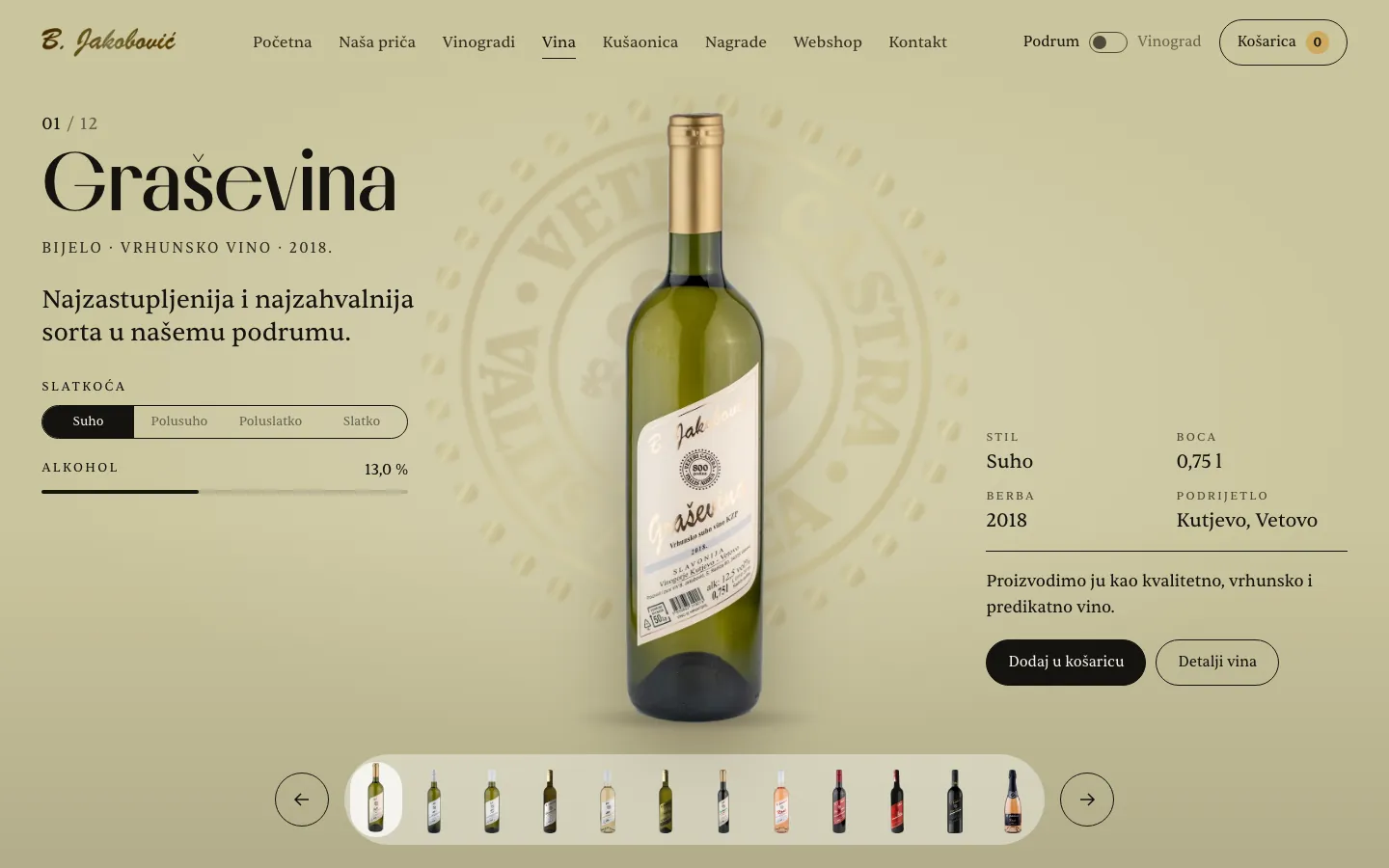 Vinarija Jakobović, dvanaest vina u jednoj traci