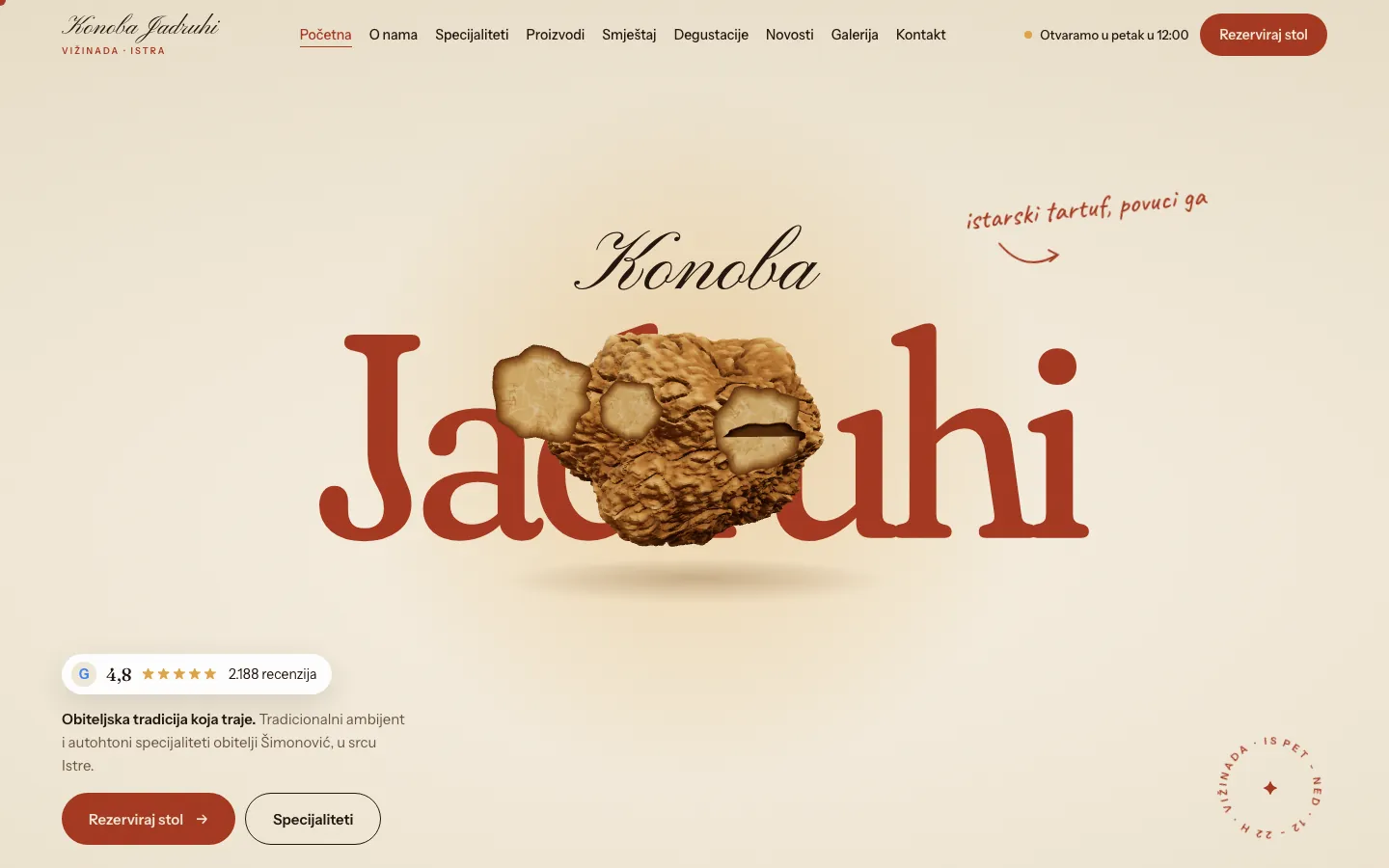 Konoba Jadruhi, web na računalu