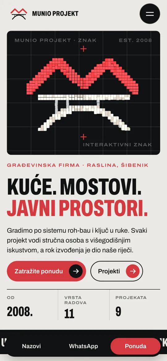 Munio projekt, web na mobitelu
