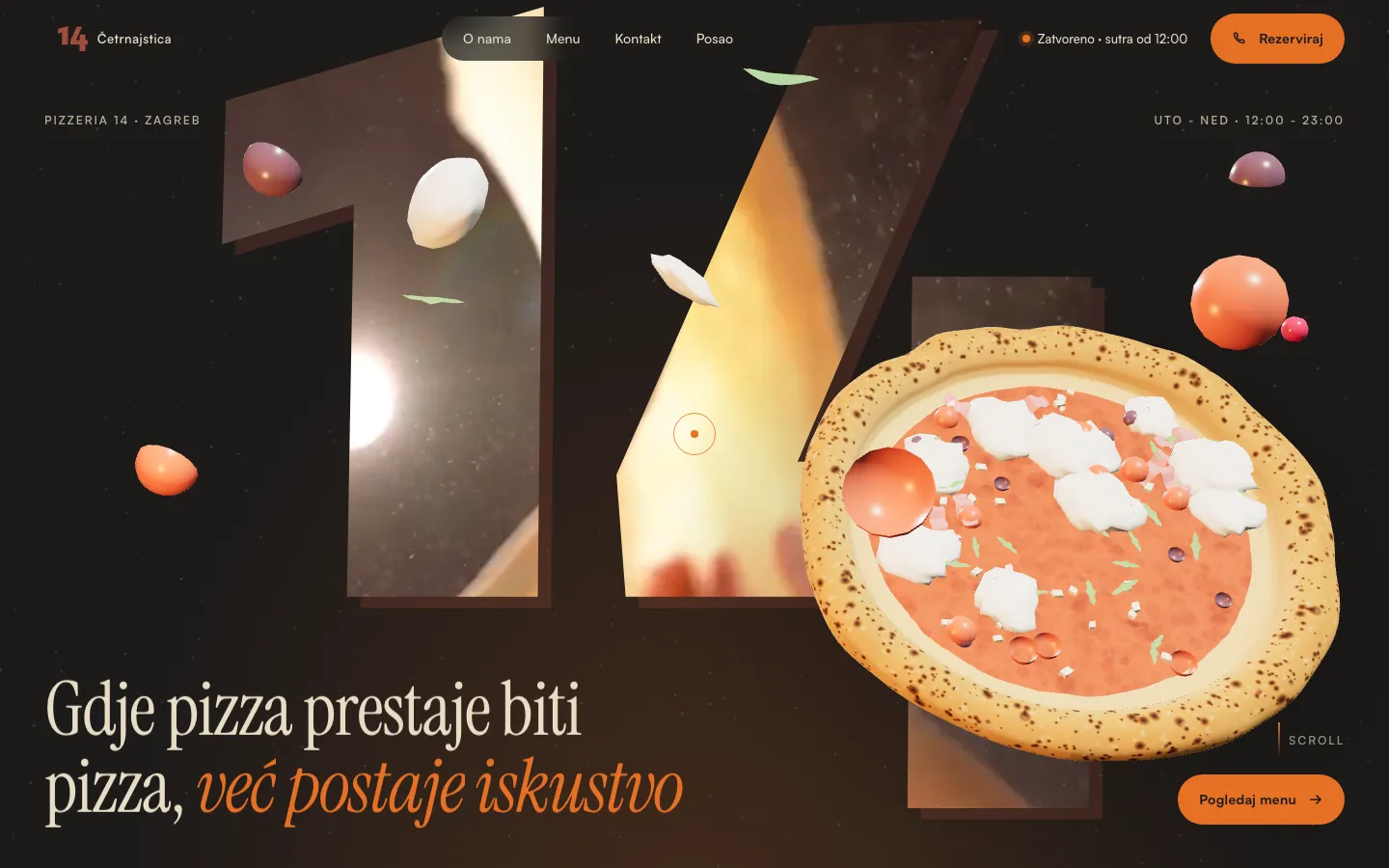 Pizzeria 14, web na računalu