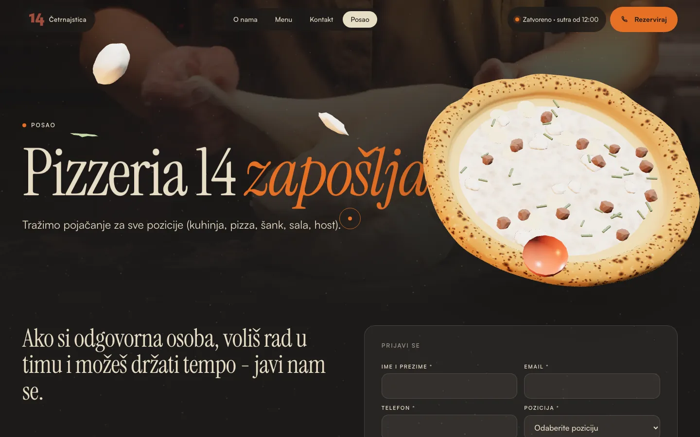 Pizzeria 14, posao