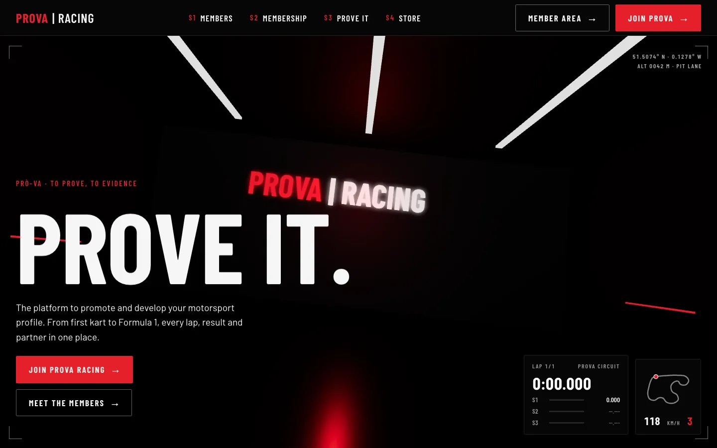 Prova Racing, web na računalu