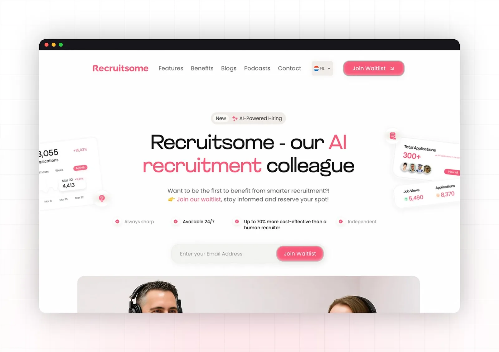 Recruitsome, web na računalu