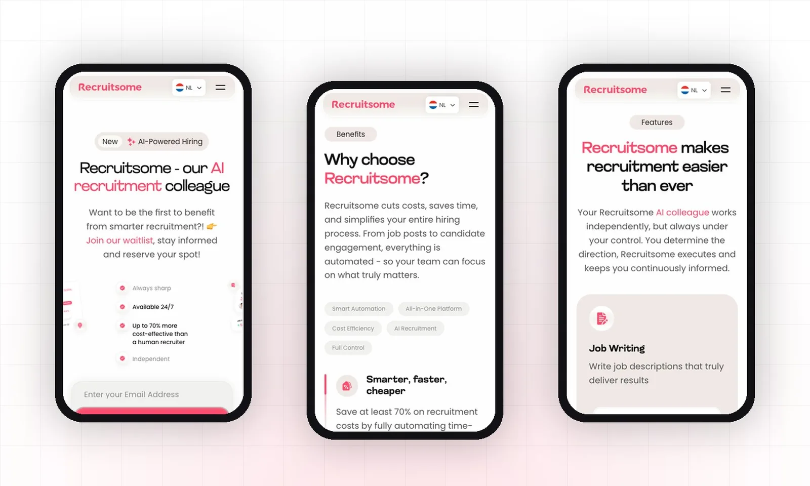 Recruitsome, web na mobitelu