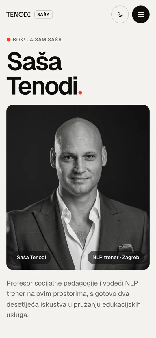 Saša Tenodi, web na mobitelu