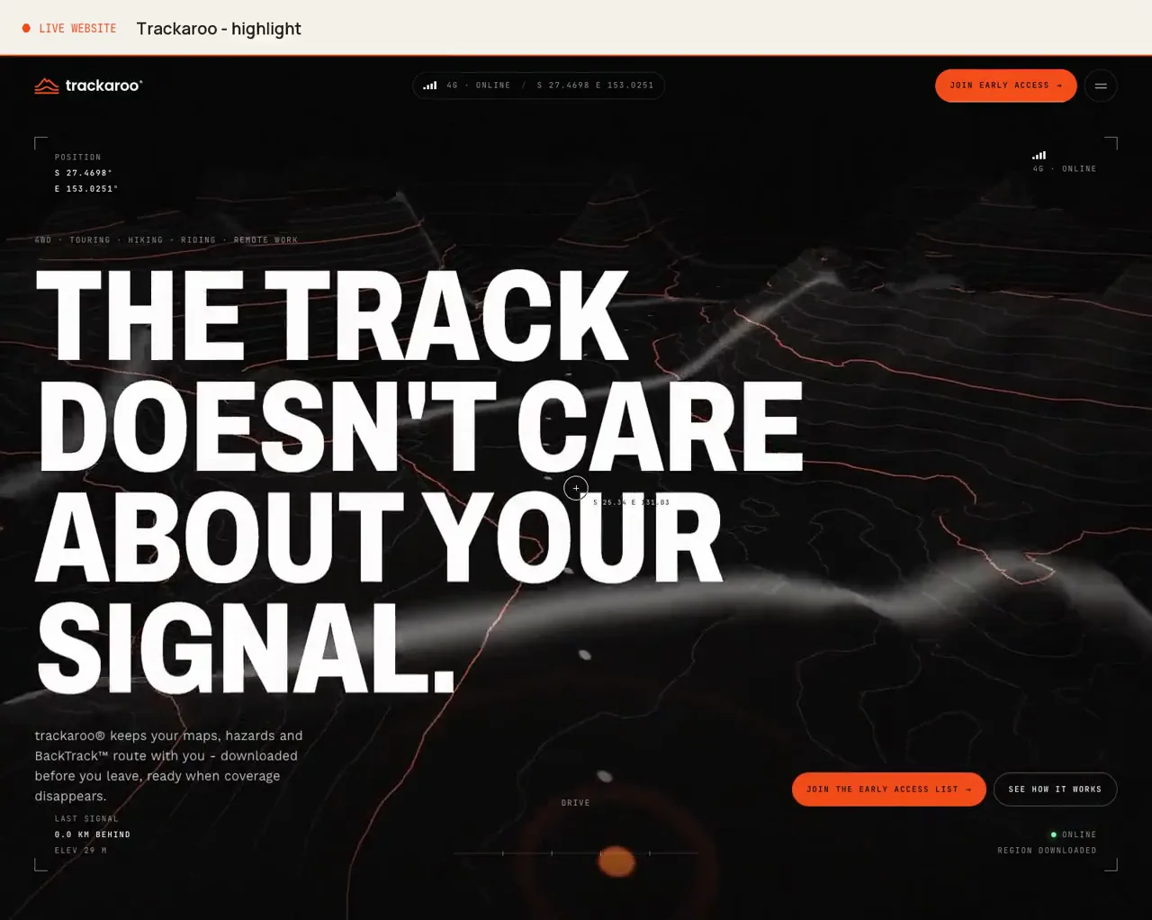 Trackaroo, 3d web stranica