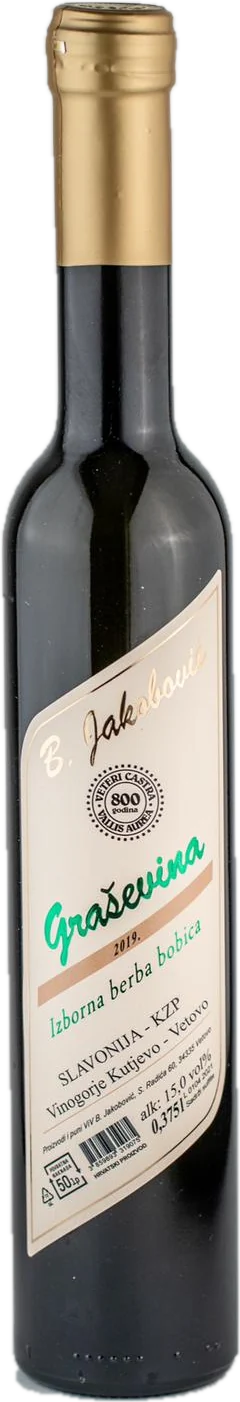 Graševina izborna berba bobica, boca Vinarije Jakobović