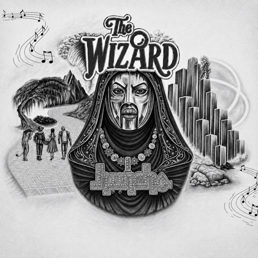 The Wizard (Deluxe) cover, greyscale